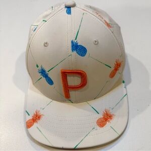 Puma White Hat with Orange and Blue Pineapple Design
